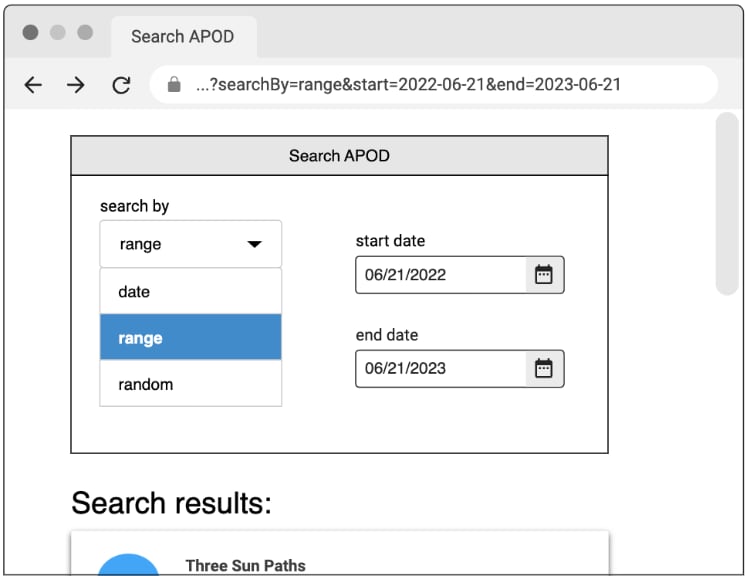 Searching apod with query parameters